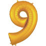 Gold Number 9 Balloon