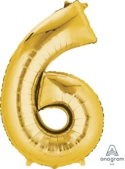 Gold Number 6 Balloon