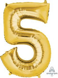 Gold Number 5 Balloon