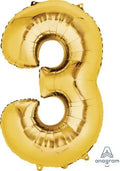Gold Number 3 Balloon