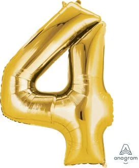 Gold  Number 4 Balloon