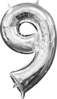 Silver Number 9 Balloon