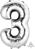Silver Number 3 Balloon