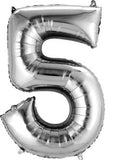 Silver Number 5 Balloon
