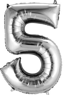 Silver Number 5 Balloon