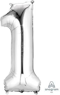 Silver Number 1 Balloon