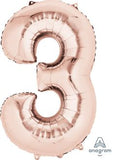 Rose Gold Number 3 Balloon