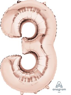 Rose Gold Number 3 Balloon