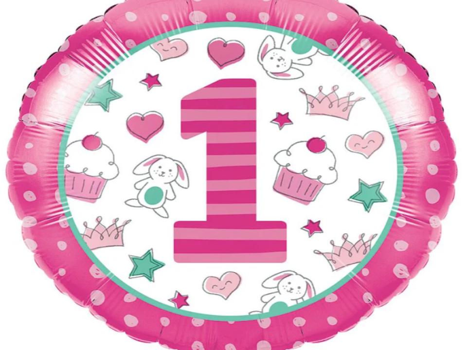 Doodle Girl 1st Birthday Balloon