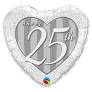 25th Silver & White Heart Balloon