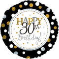 Happy 30th Birthday Dots Gold & Silver Balloon
