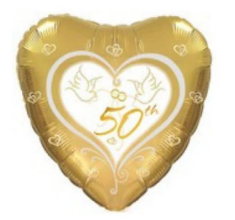 50th Anniversary Gold Heart Balloon