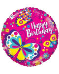 Birthday Butterflies Pink Balloon