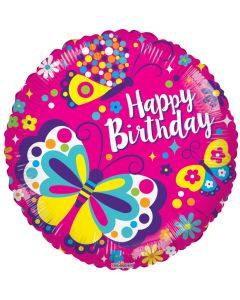 Birthday Butterflies Pink Balloon