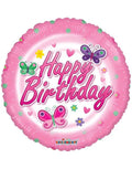 Birthday Butterflies Pink Balloon