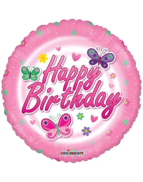 Birthday Butterflies Pink Balloon