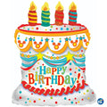 White Happy Birthday Cake Balloon