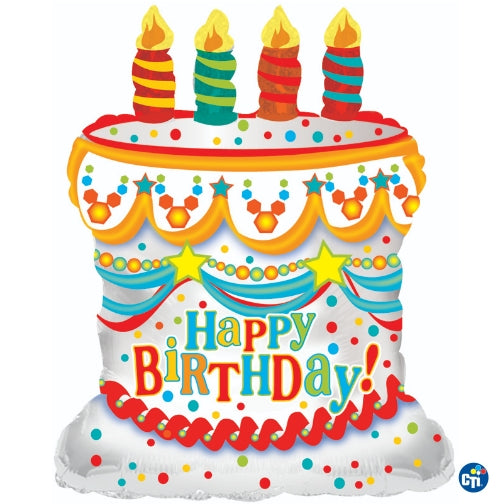 White Happy Birthday Cake Balloon