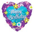 Birthday Purple Heart w/ Flowers